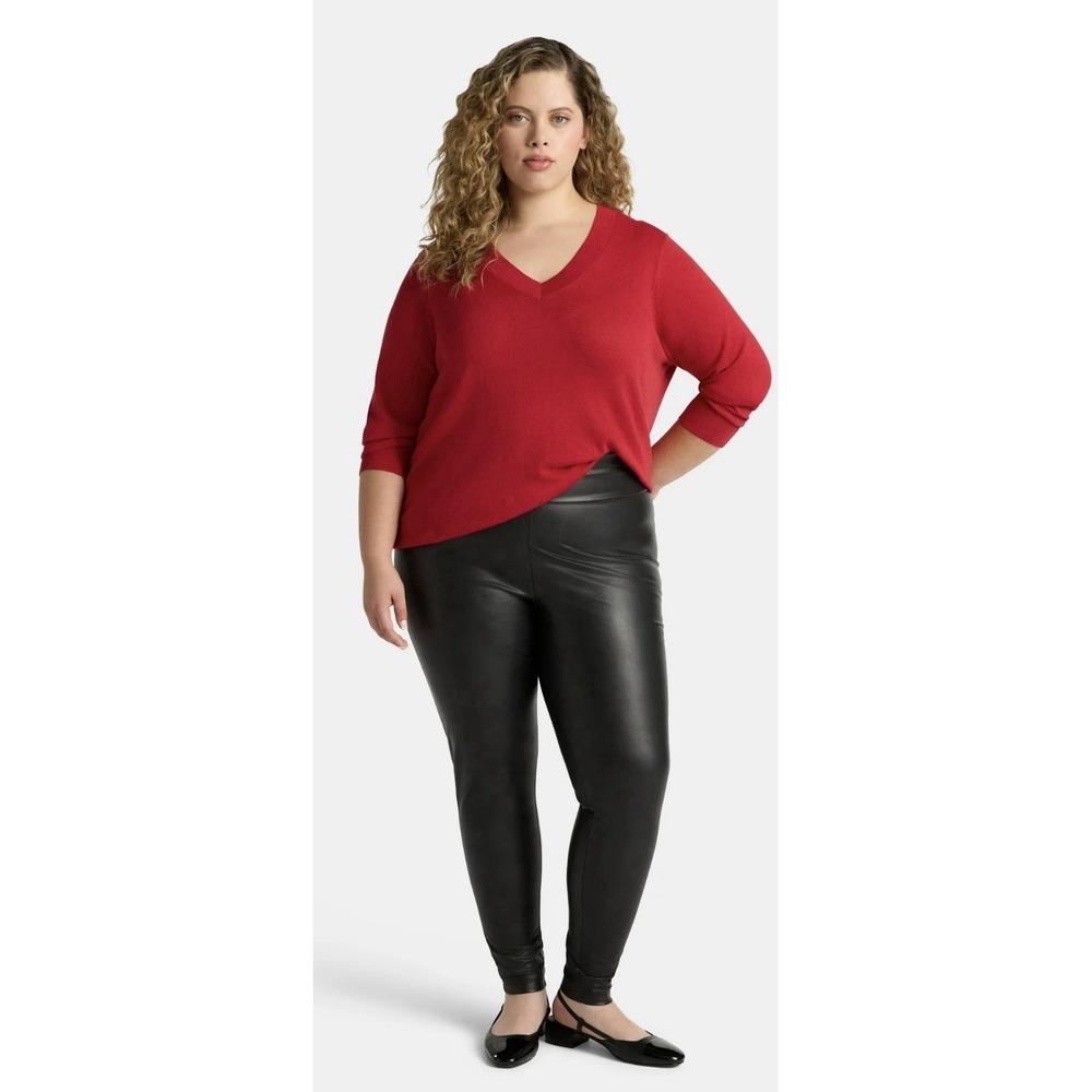 Terra & Sky Women's Plus Faux Leather Leggings,‎ 22'' Inseam, Size4X